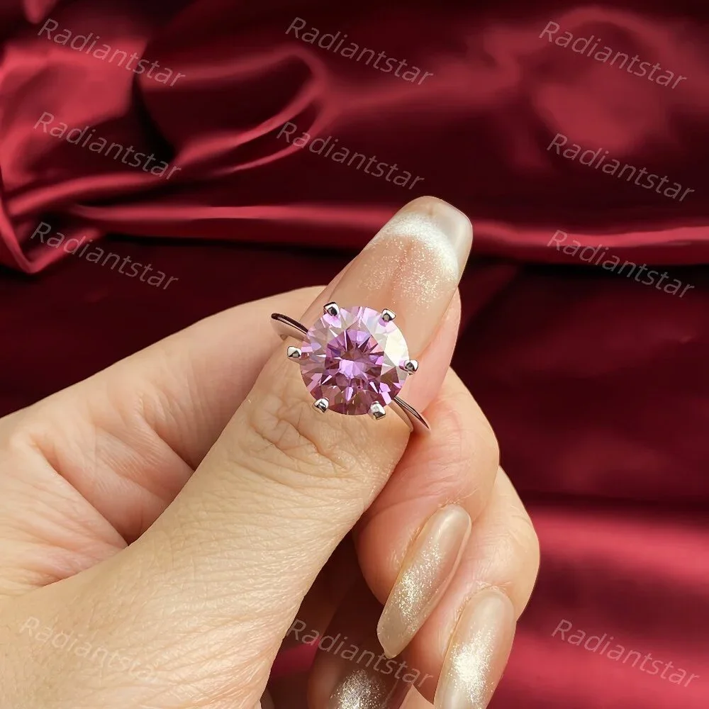 NEW Certified 5 ct. t.w. Pink Moissanite Solitaire 6 Prong Ring
